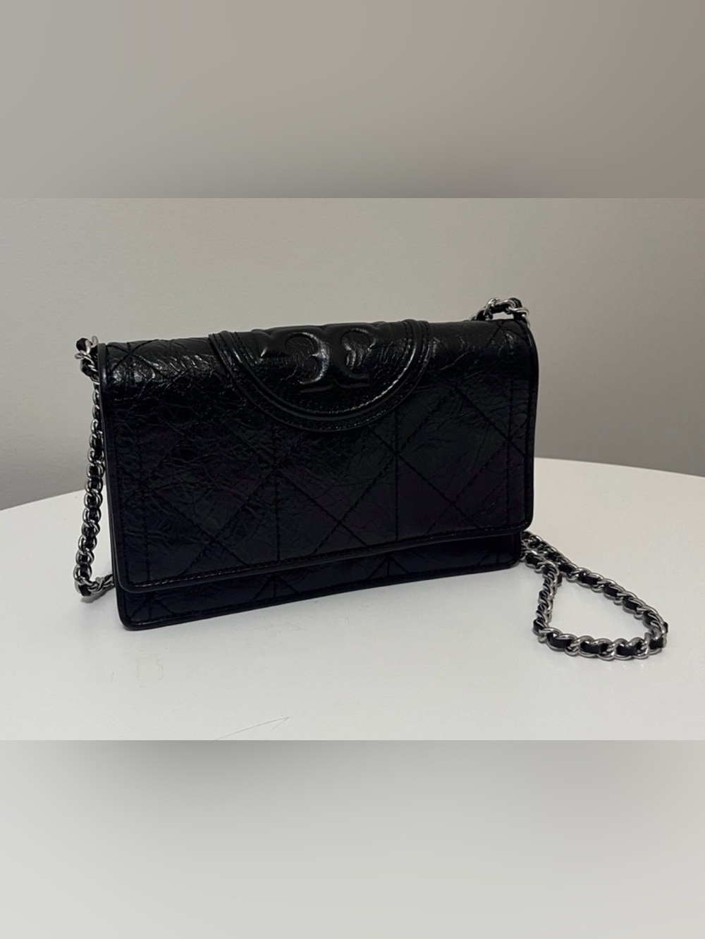 Tory Burch Black Fleming Leather Wallet Crossbody Bag